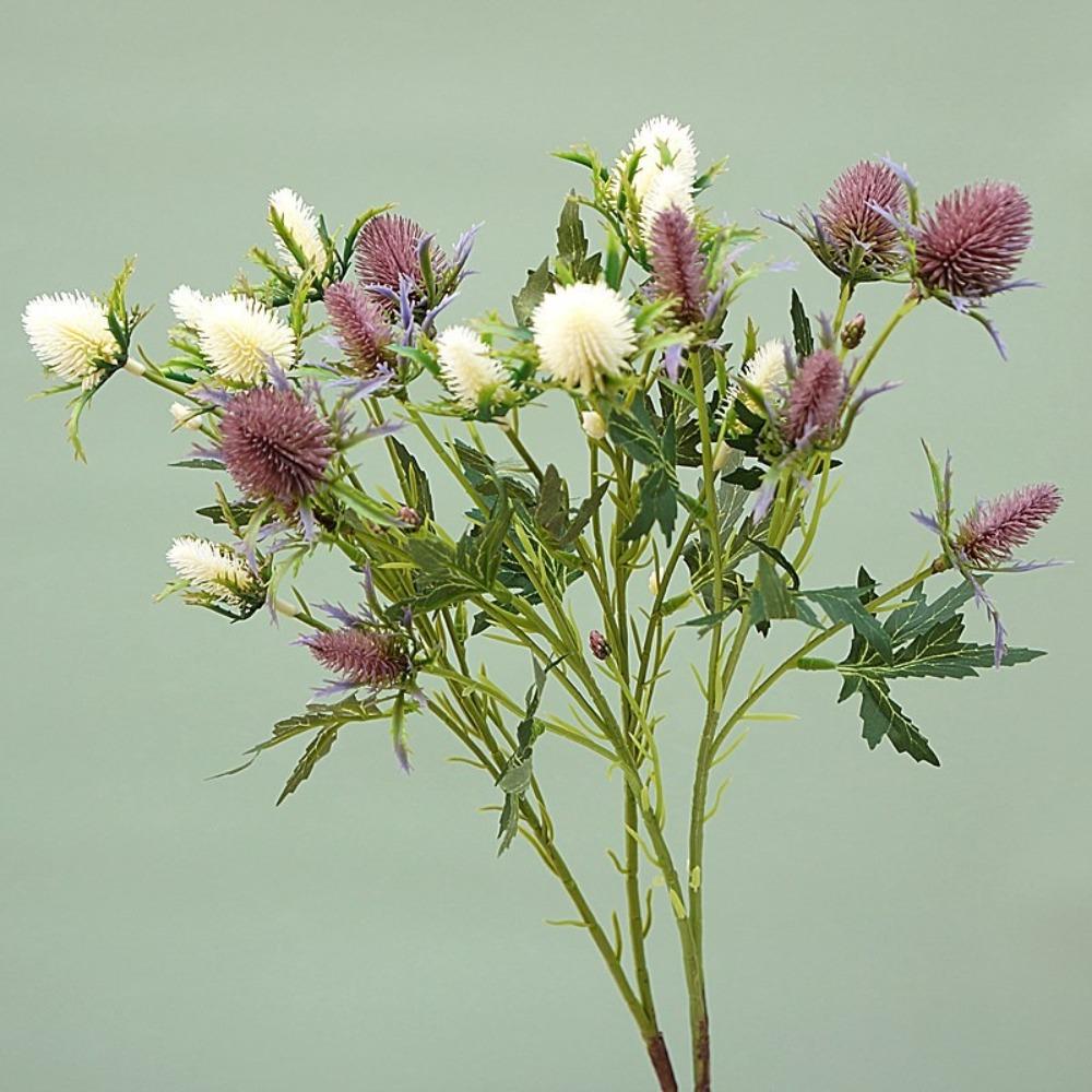 Realistic Artificial Sea Holly Branch Real Touch Fake Flowers  Home Living Room Decor