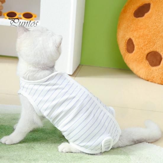 Stripes Pattern Pet Suit Soft Comfortable Fastener Tape Breathable Anti-scratch Anti-licking Puppy Supply Polyester Print Surgical Clothes Spring