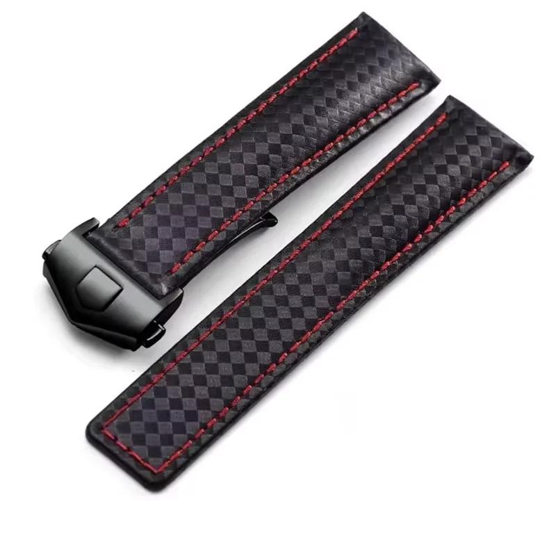 Genuine Black Calfskin Leather Watchband For Tag Heuer Aquaracer 300 CARRERA F1 Watch Strap Bracelet Men 19mm 20mm 22mm New