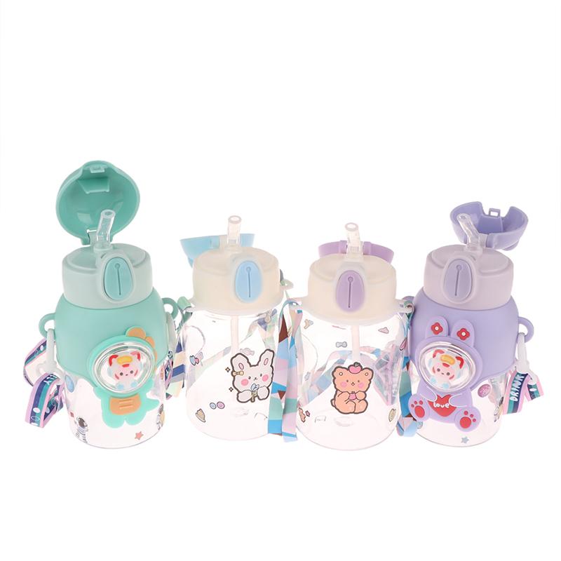 1 Piece 600Ml High-Value Fall-Proof Straw Cup Kawaii Summer Children'S Water Cup Boys And Girls Go To School Baby Kettle