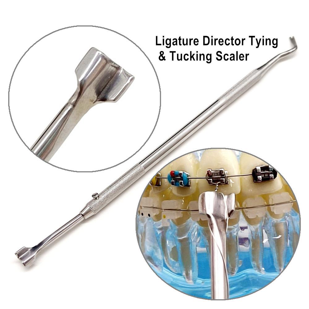 Dental Orthodontic Double Ended Ligature Director Curved with Scaler Fine Narrow Dentist Tool Instrument