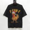 Funny Meme F Caw F Chicken T Shirt Washed Short Sleeve Oversize TShirts  Vintage Men Women Streetwear Printed Tee Shirt