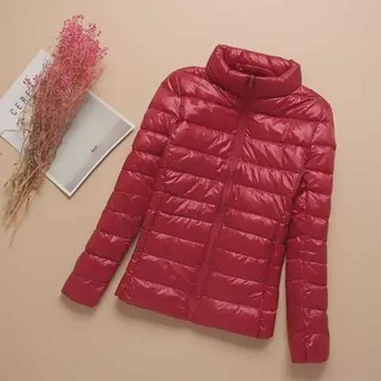 Clearance: Women's Large Hooded Thin Down Cotton Jacket - Short Style, Stand Collar