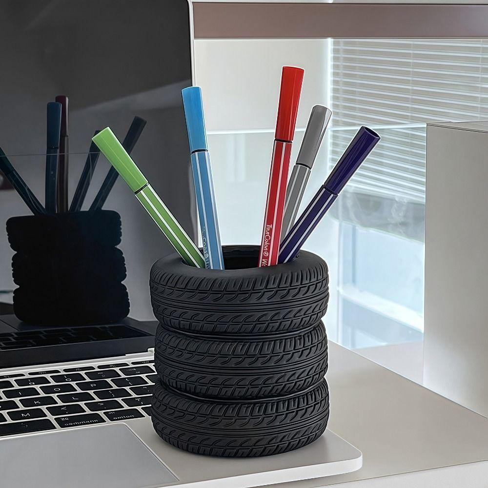 Creative Tire Shaped Pen Holder Decorative Pencil Storage Rack Stationery Accessories