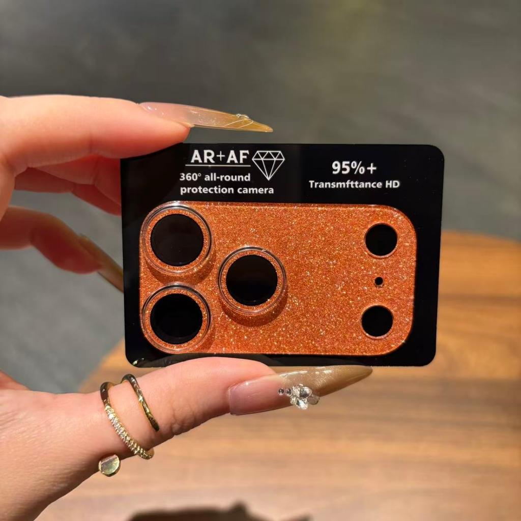Glitter Rainbow Laser Aurora Lens Glass 9H Film On For iPhone 17 16 15 14 Pro Max Plus HD Camera Anti-scratch Protect Cap Cover