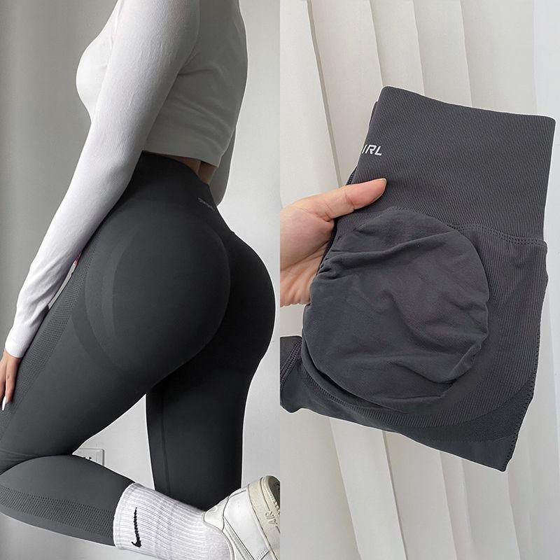 

Belly Contracting Hip Raise Fitness Pants High Top Sports Running Peach Hip 3D Three-Dimensional Hip Slimming Yoga Pants Training Tights Dark gray L