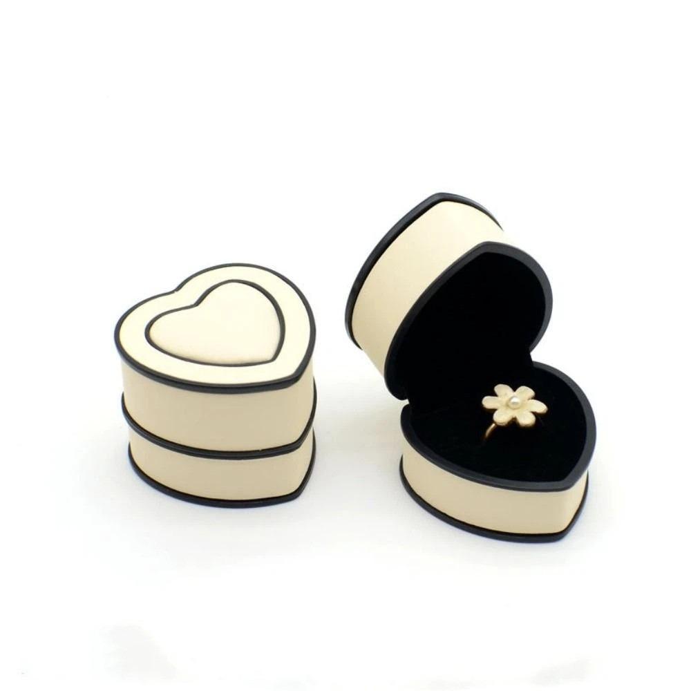 PU Leather Gift Packaging Box Solid-color Surface PU Leather Box Home Vanity Placement Ring Box-W