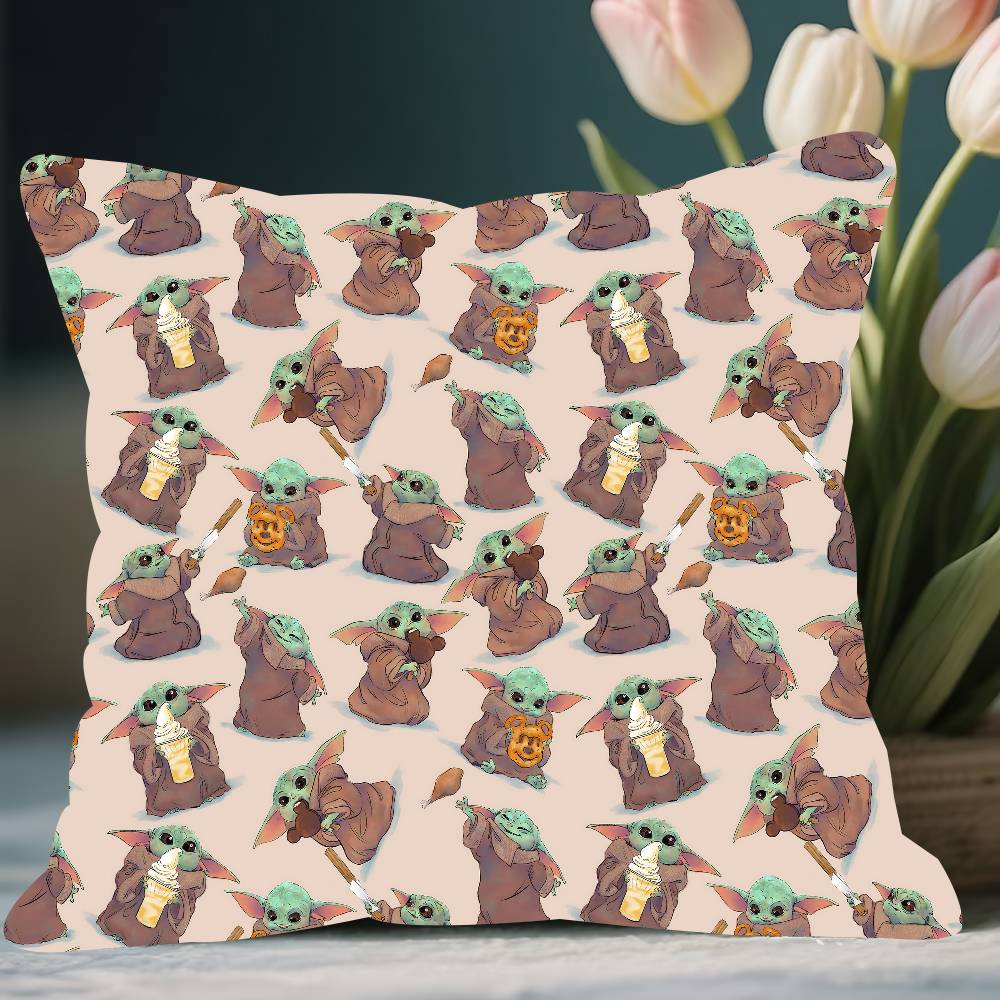 Baby Y-Yoda Kissenbezug Abnehmbarer Waschbarer Kissenbezug – Ganzjährig Weiches Leinen 12x12Inch