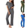 2026 Spring and Summer New European and American Cross-border Amazon Casual Fashion Home Pajamas Short Sleeves Trousers Women's Suit