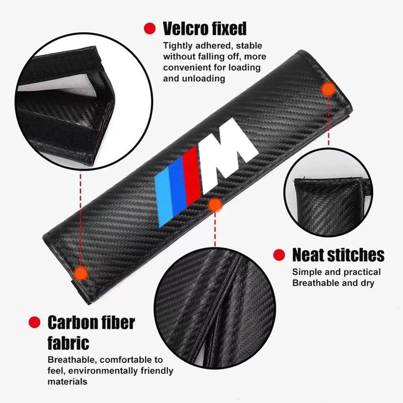 Carbon Fiber Car Seat Belts Cover Shoulder Protect Pad For BMW M Emblem E46 E36 E34 F10 E90 F30 E60 F30 E53 E30 E92 E87