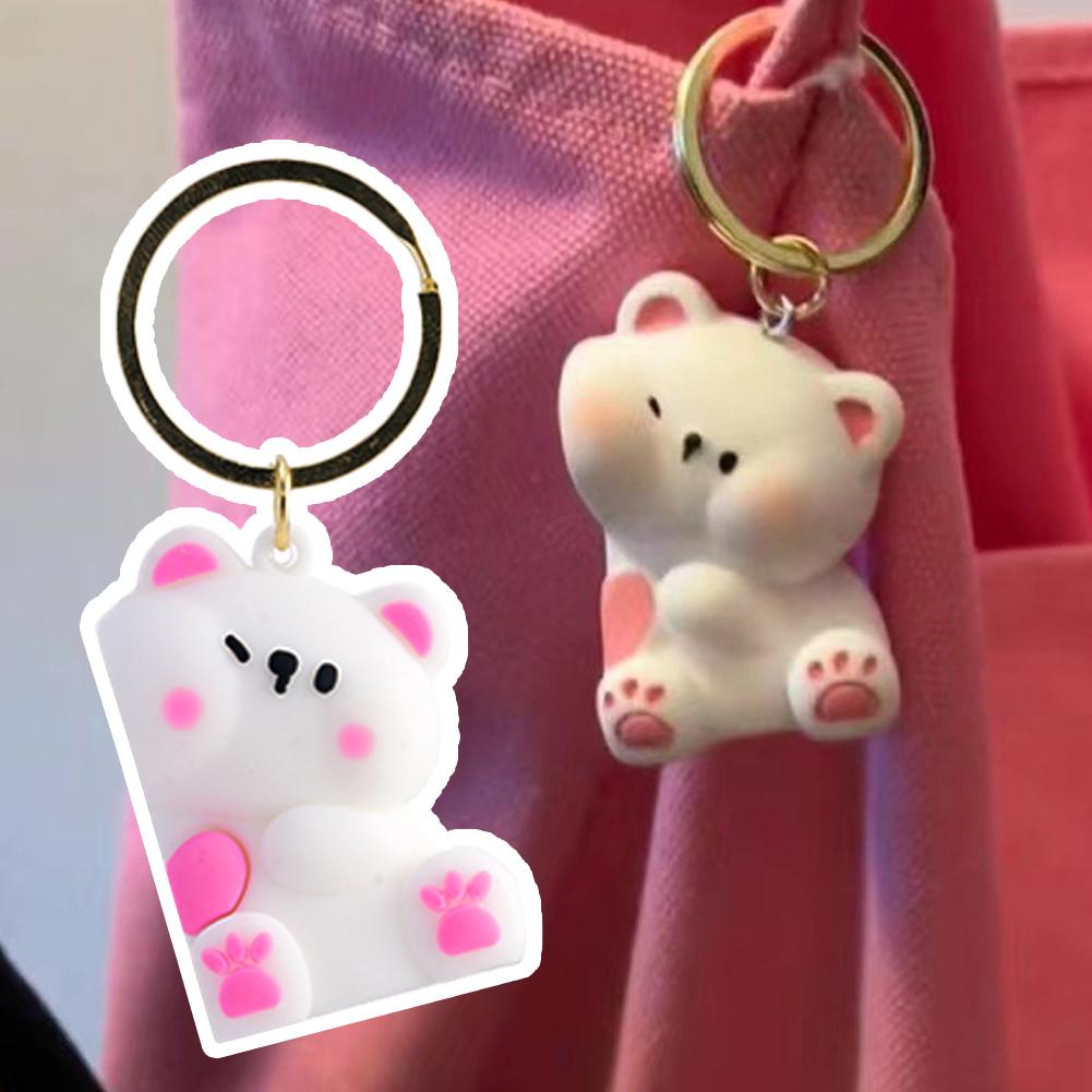 1Pair Cute Resin Bear Couple Magnetic Keychain Cartoon Animal Doll Bag Pendant Kawaii Key Chains Gifts Lovers Ornaments