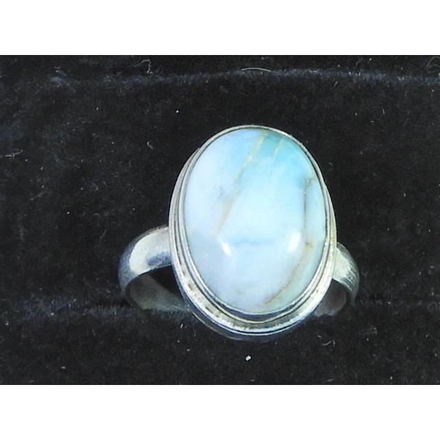 

Natural Blue Larimar Solid 925 Sterling Silver Handmade Oval Ring Size US-7 MK-30