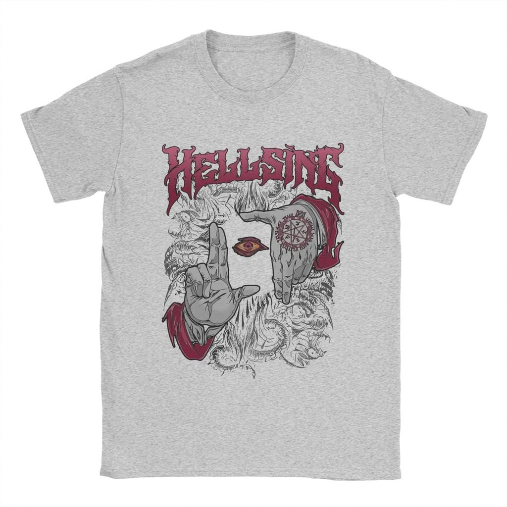 Hellsing Mörkgotiska Herr T-shirts Anime Nyhet T-shirts Kortärmad Rundhals T-shirt 100% Bomull Grafiska Kläder