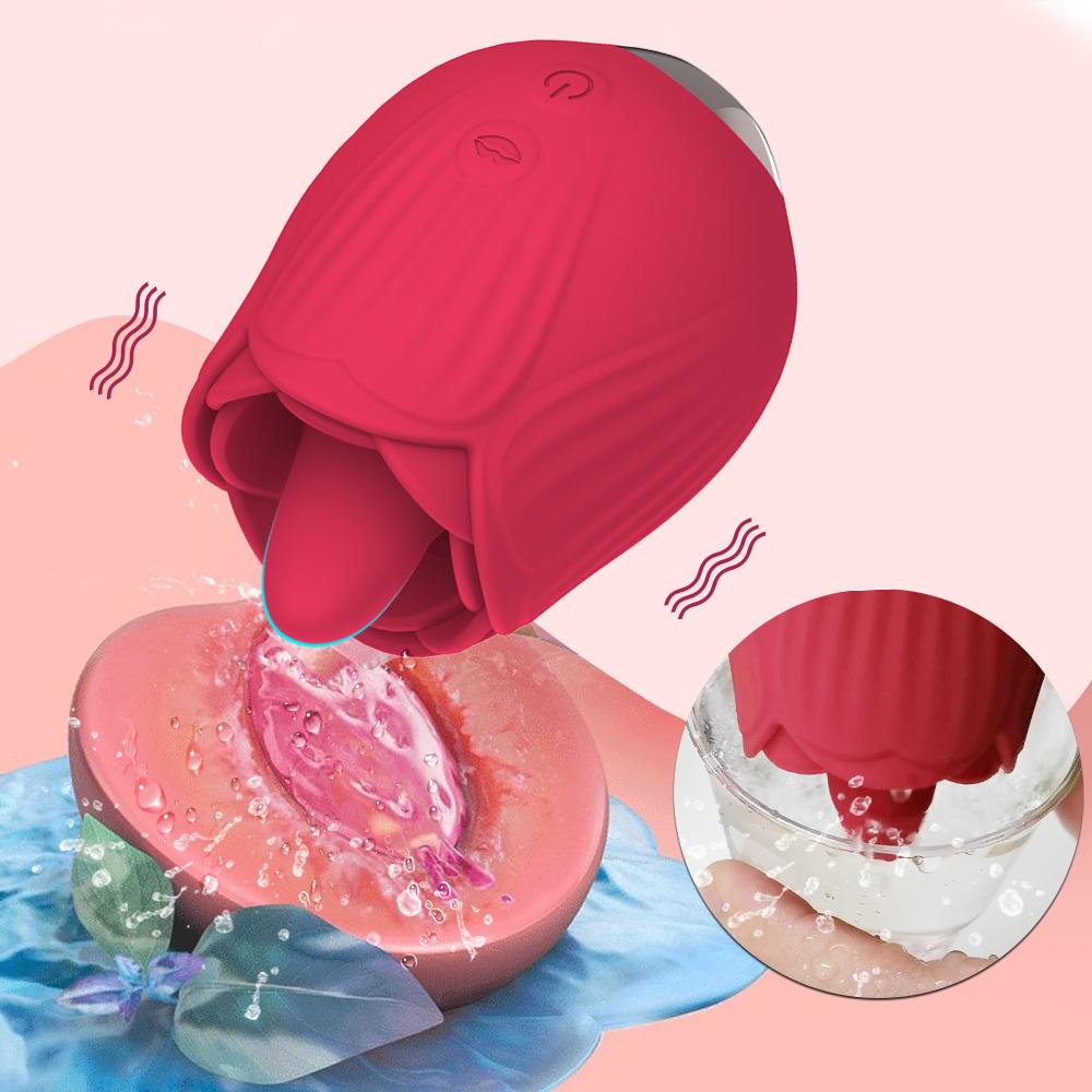 Kraftig rosesugende vibrator kvinne for kvinner Klit klitoris sugestimulator Muntunge slikker sexleketøy Varer for voksne 18