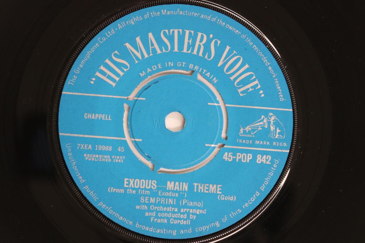

7inch Record SEMPRINI - Exodus - Main Theme / Lark In The C 45POP842 HIS MASTER S VO 1961 UK Pop Used