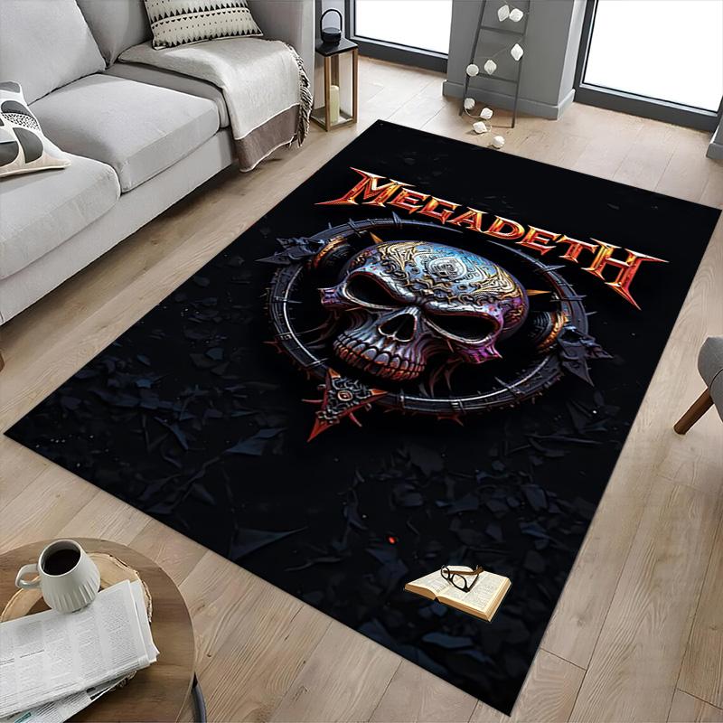 Megadeth Heavy Metal Skull Carpet For Playroom Bedroom Living Room Sofa Home Decor Kids Game Area Rug Nonslip Floor Mat