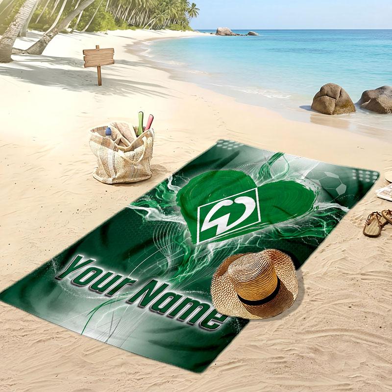 Werder Bremen FC Personalized Printed Beach Towel Soccer Logo Support Custom Name Text Absorbent Towel For Sport Travel Special Gift