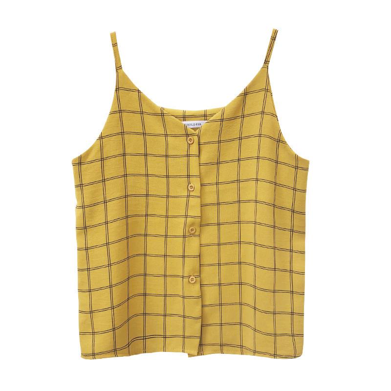 Retro Chic kariertes Chiffon-Camisole - Damen lockeres ärmelloses Sommeroberteil