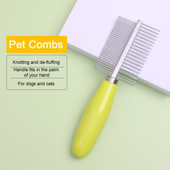 Pet Comb Double Row Design Pet Grooming Brush Gentle Cats Dogs Hair Removal Cleaning Comb Pet Supplies