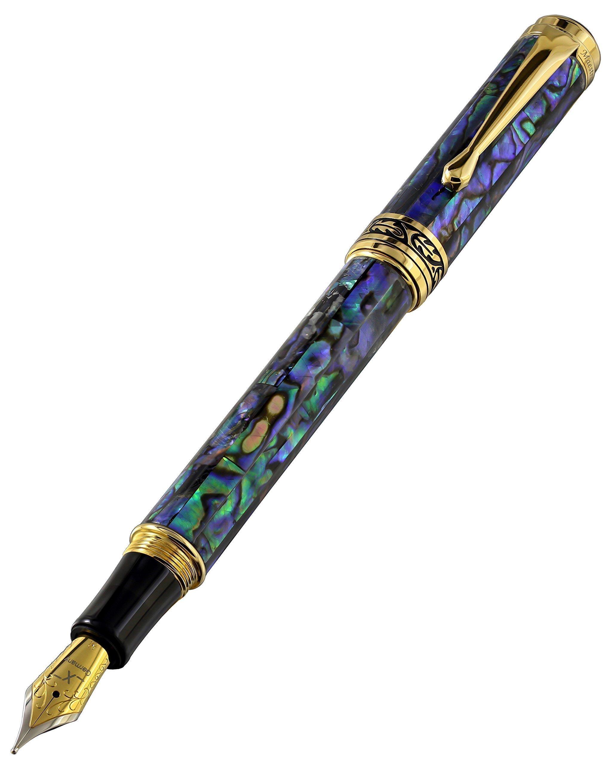 

Xezo Maestro Fountain Medium Natural Abalone Shell 18K Gold Set of 2 Pen, Nib, Inlay, Plated, Handmade, Serialized,