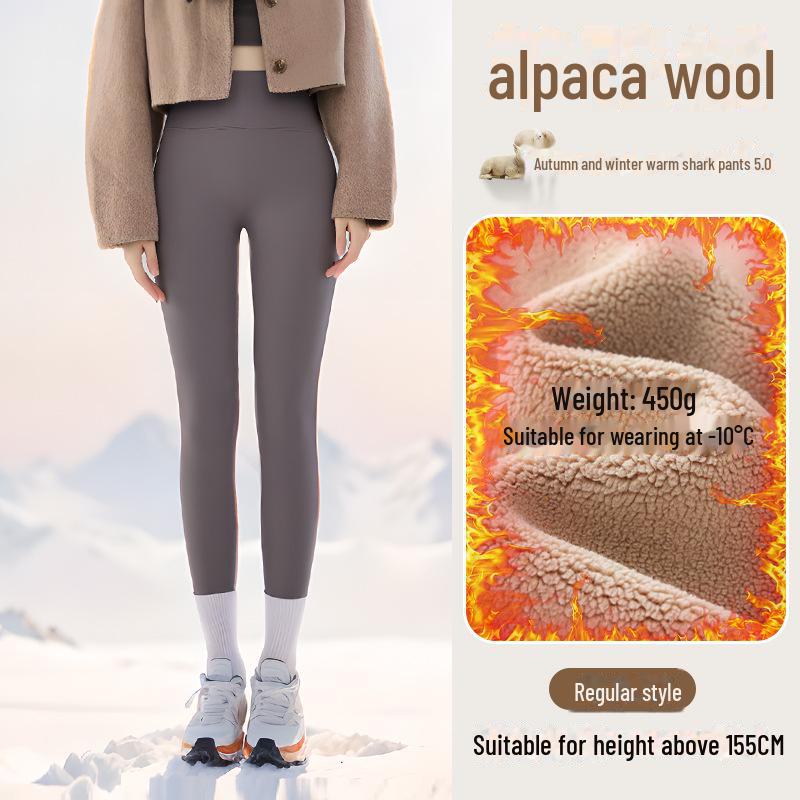 Women's Plush Shark Pants: Cozy High-Waist Barbie Yoga Leggings for Autumn & Winter