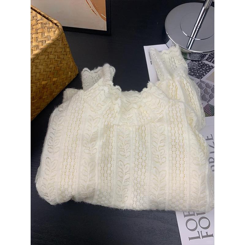 Semi-turtleneck lace hollow top women's spring temperament stacked long-sleeved bottomed shirt