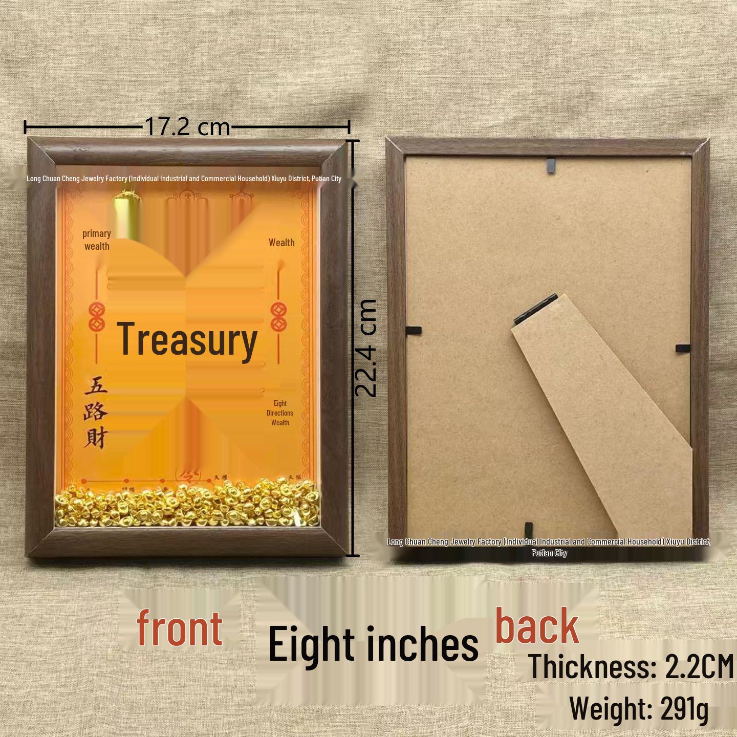 Yellow God of Wealth Lucky Charm Photo Frame - Office Desk Decor for Prosperity 6-inch (12*17*2.2CM)