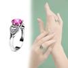 Elegant Trendy Pink Heart Crystal Ring Featuring Rhinestone Accents In Silver And Platinum Finish