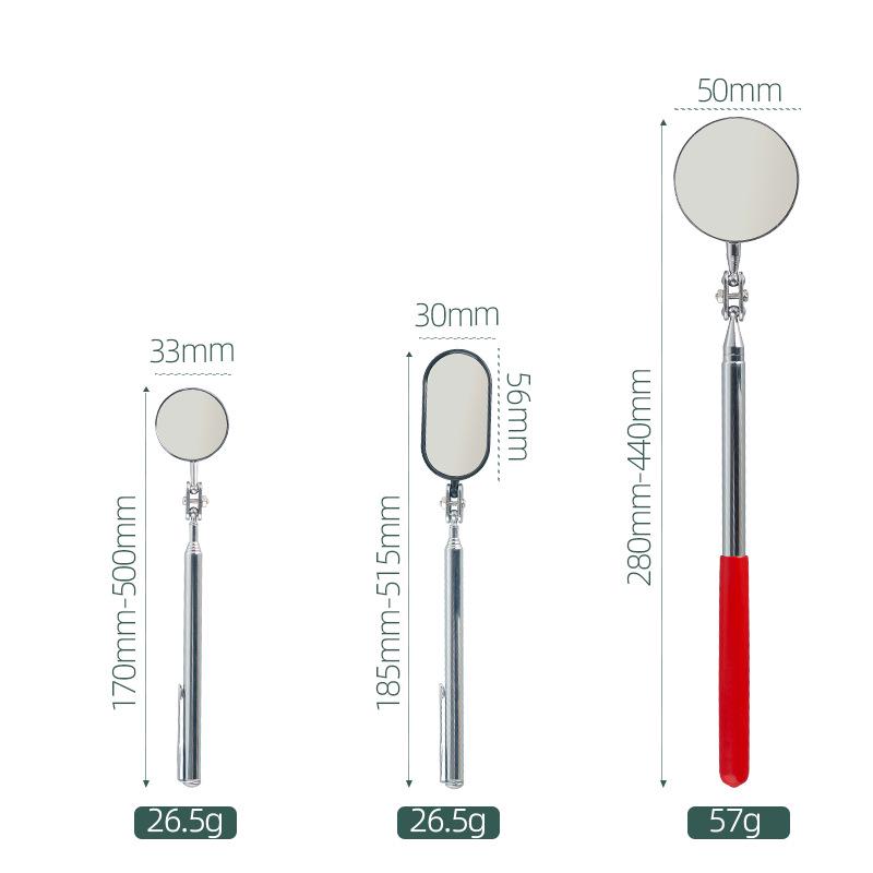 Geinbei Zatahovací inspekční zrcátko se světlem - Nastavitelný směr: Čtvercová, kulatá, oválná zrcátka pro údržbu automobilu