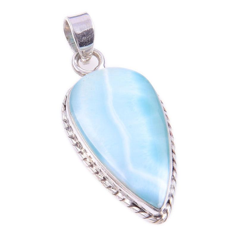 Natural Republic Larimar Gemstone 925 Solid Sterling Silver Pendant 1.50'' M8W18