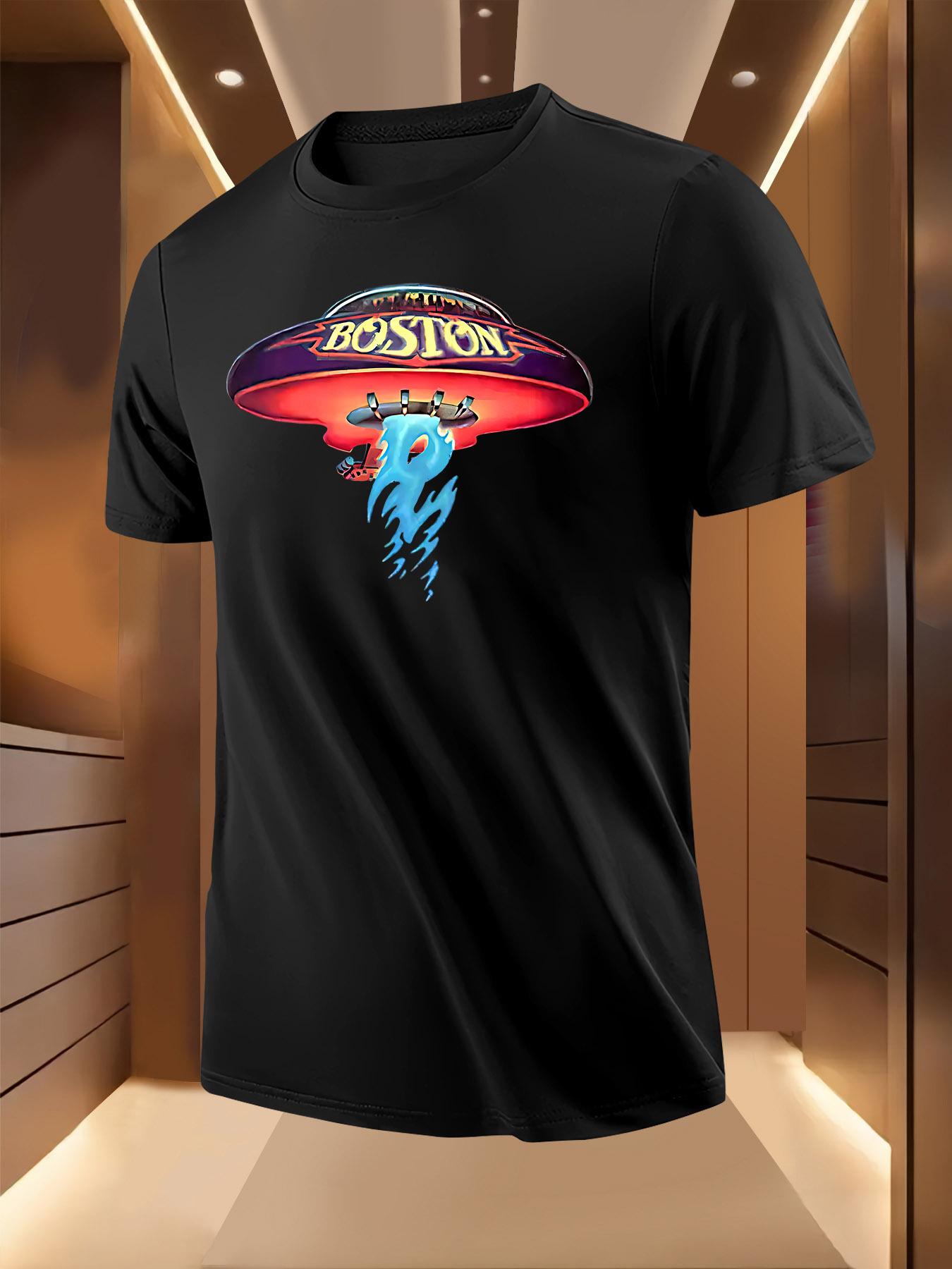 Boston UFO Graphic Print Short Sleeve Tshirt - Casual Rou... XXXXL