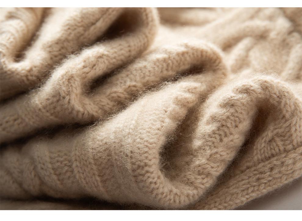 Women's 100% Pure Cashmere Thickened V-neck Cable Knit Cardigan Vest for Autumn/Winter