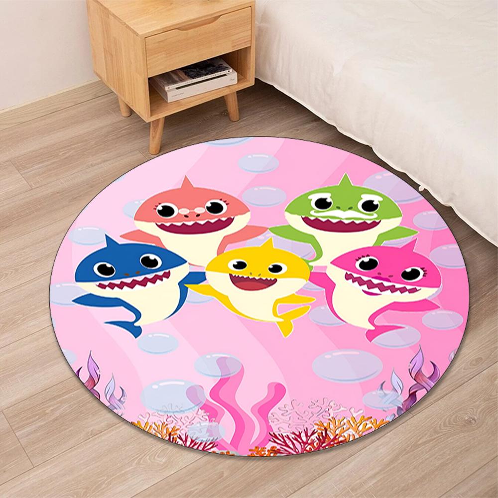 Shark Printed Round Rug Carpet Chair Rug Area Rug Entryway Doormats,for Office Chair Living Room Bedroom Kitchen Room.