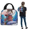 Cat Riding Catana Shark Insulated Lunch Bag for Women Kids Portable Food Boxes Thermal Lunch Box Tote