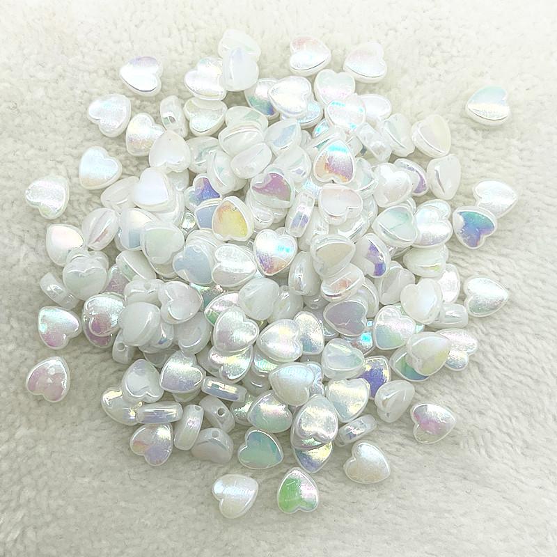 50pcs 8mm AB Colour Heart Shape Acrylic Beads Loose Spacer Beads for Jewelry Makeing DIY Bracelet Necklace Accessories