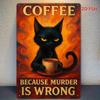 Vintage Black Cat Metal Sign, Retro Wall Decor for Cafe Home