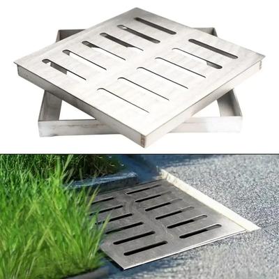 Stainless Steel Drain Grate Outdoor Drainage Cover Rainwater Fast Drainage Channel Grate Square Courtyard Floor Drain With Frame
