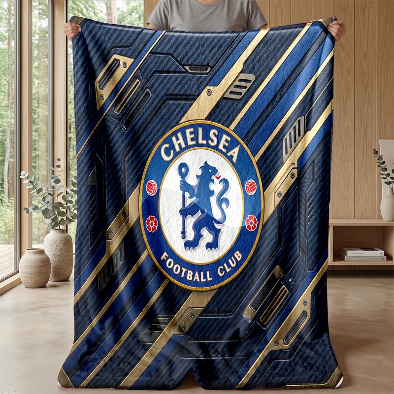 Chelsea FC Theme Blanket Soft Flannel Blanket Plush Throw Blanket Cozy Sofa Bed Blanket for Home Decor