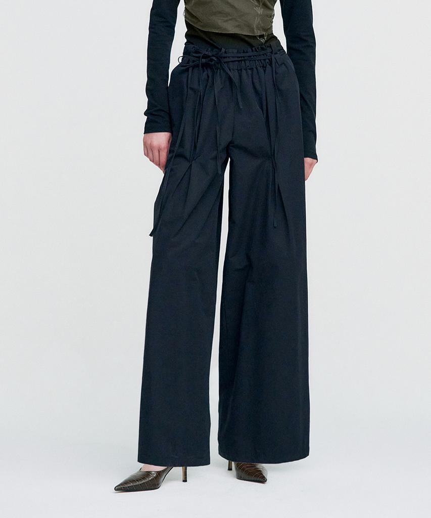 Kimjisu Ribbon Tied Wide Pants _ Black