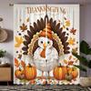 2pcs HD Thanksgiving pumpkin Turkey curtain Green white tie digital printed curtain Home Decor style Decorate living room bed