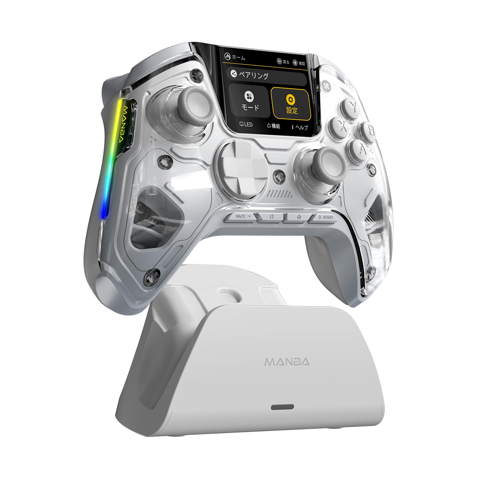 

Контролер для ПК ManbaOne V2 з LCD-перемикачем 2 отвори Отвір Швидка стрільба Сумісний з Switch та 1800 мАг 4 Задній Дротове або Бездротове З єднання Мультифункціональний білий