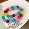 Acrylic Marbled Dopamine Color Block Beaded Necklace: Stylish Clavicle Chain Neck Accessory.