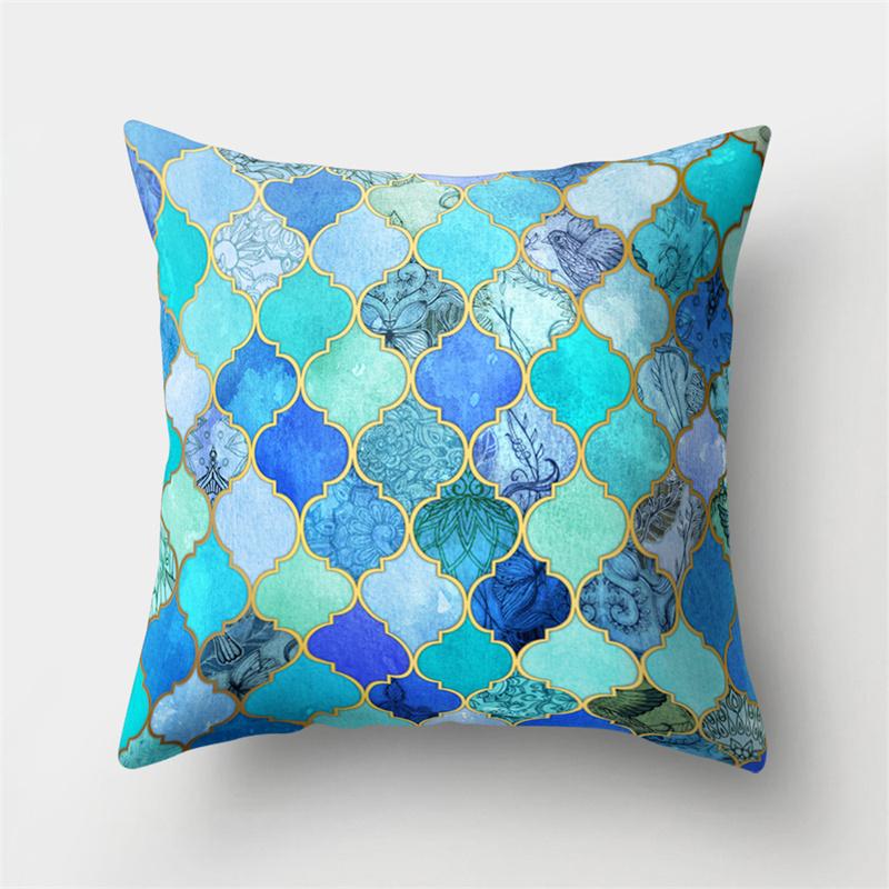 Husă de pernă geometrică cu imprimeu floral boem