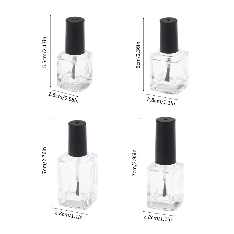 5/10/12/15Ml Empty Clear Glass Nail Polish Bottles With Brush Cap Refillable Containers For Nail Art Lip Golss Liquid Sample