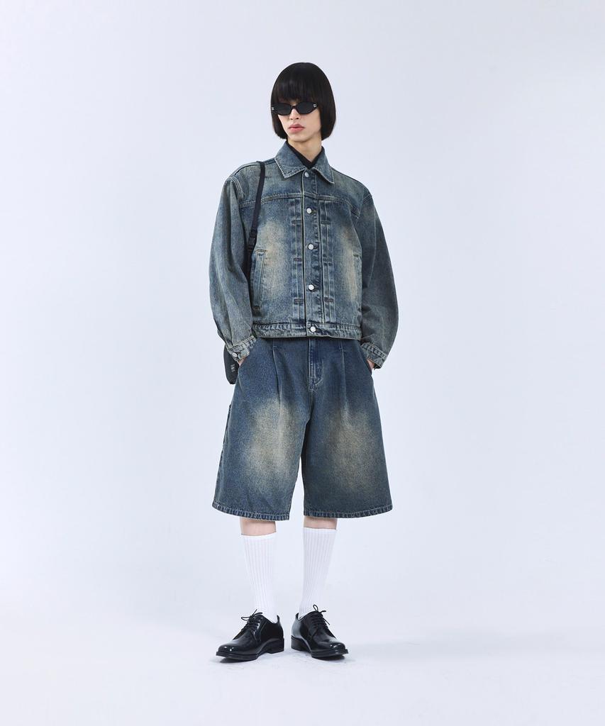 Standarderror 87-Stan120 [Newtro] Solid Washed Holder Denim Jacket Vintage Yellow