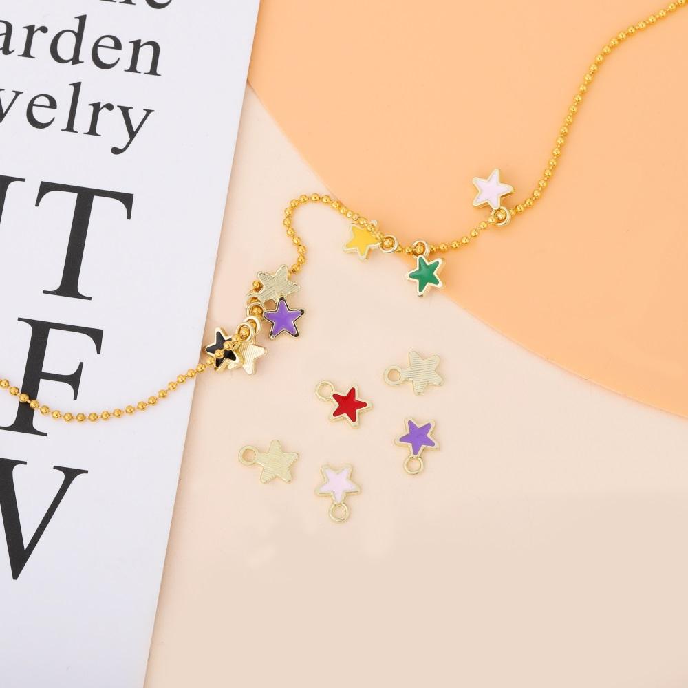 50Pcs/Lot Enamel Mini Star Charm Pendant Small Charms for DIY Earrings Necklace Bracelet Jewelry Findings Making Accessories