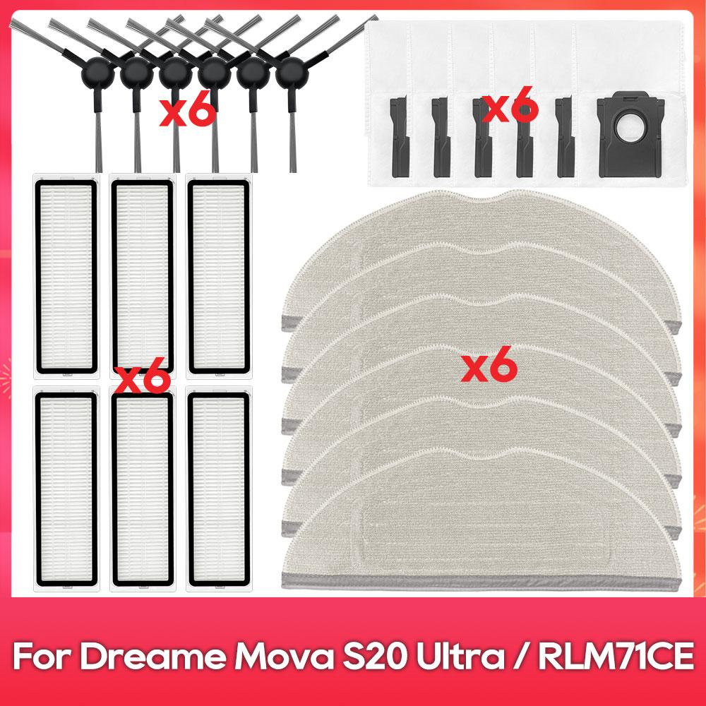 Compatible For ( Dreame Mova S20 Ultra / RLM71CE ) Spare Part Main Side Brush Filter Mop Pad Dust Bag Accessories Consumables