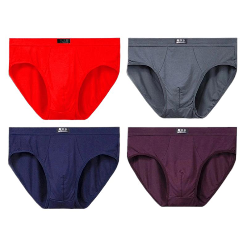 4 PCS Men's Briefs Mid‑Waist Soft Breathable Underwear Comfortable Male Underpants L XL XXL 3XL 4XL 5XL