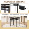 Juego de mesa redonda minimalista (con 2 sillones negros de material PU y respaldo curvo de confort), con 100 cm de diámetro en aspecto de madera negra.