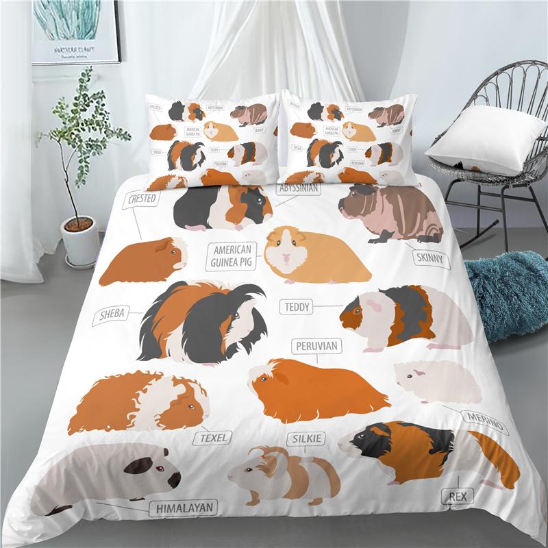

3D Digital Print Lovely Guinea Pig Beding Set featuring Comfortable Quilt Cover & Pilowcase - Decorate Children Kids Bedroms, AU/EU/US Sized 135*200cm Eu-Single